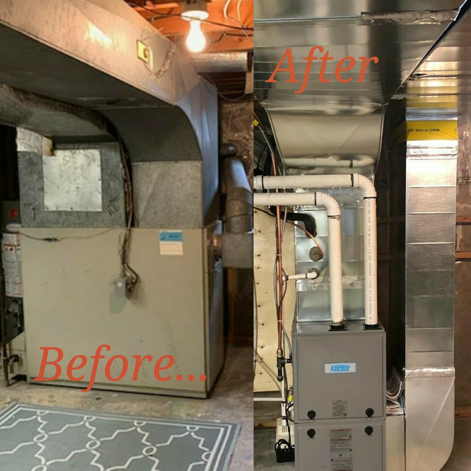 Before and after furnace replacement